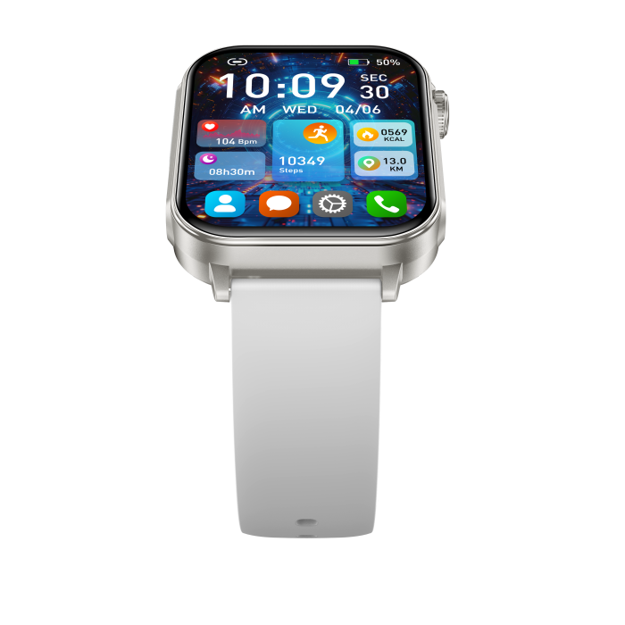 iSEN V96 Smartwatch, Alb, 1.83" HD, Ritm Cardiac, Tensiune Arteriala, Oxigen in Sange (SpO2), Functie Apel, 280 mAh, IP67, Curea Silicon, Aplicatia DaFit, Control Muzica, Vreme, Android 5.2 / iOS 9 [18]