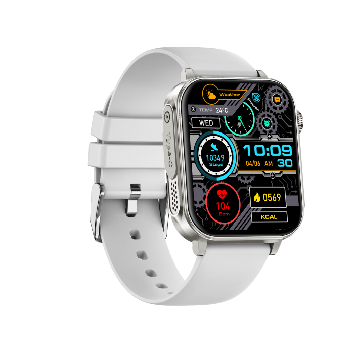 iSEN V96 Smartwatch, Alb, 1.83" HD, Ritm Cardiac, Tensiune Arteriala, Oxigen in Sange (SpO2), Functie Apel, 280 mAh, IP67, Curea Silicon, Aplicatia DaFit, Control Muzica, Vreme, Android 5.2 / iOS 9 [6]