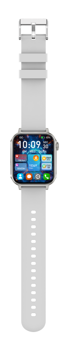 iSEN V96 Smartwatch, Alb, 1.83" HD, Ritm Cardiac, Tensiune Arteriala, Oxigen in Sange (SpO2), Functie Apel, 280 mAh, IP67, Curea Silicon, Aplicatia DaFit, Control Muzica, Vreme, Android 5.2 / iOS 9 [23]