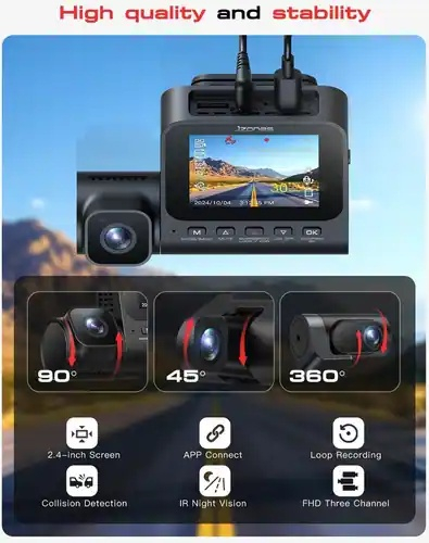 Jzones 4K Ultra HD STARVIS 2 Triple Camera, MicroSD 64Gb [4]