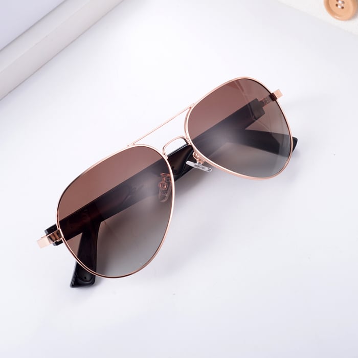 Ochelari de soare smart audio polarizati iSEN MZ01, Brown, Unisex, Anti-UV380, Microfon si difuzor incorporat, Muzica si apeluri Bluetooth, 60mAh