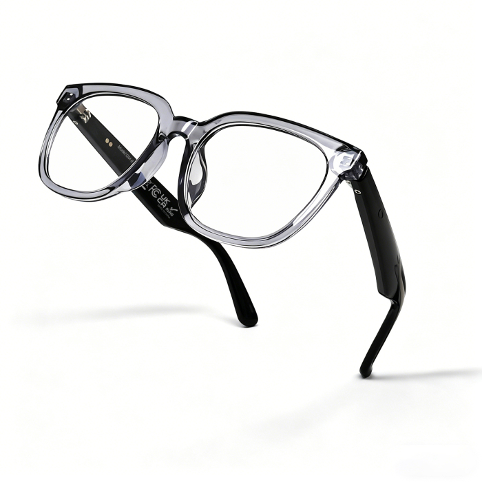 Ochelari Inteligenți iSEN GM80, Albi cu Lentile Transparente, Traducere AI, Bluetooth 5.4, Asistent Vocal, Apeluri și Muzică, Control Tactil, Încărcare Magnetică Duală, Protecție UV [4]