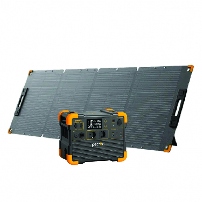 Pachet Statie de incarcare electrica portabila PECRON E1500LFP, 1536Wh, 2200W, 230V, Incarcare Rapida, LiFePO4, Controller MPPT, Protectie BMS + Panou solar portabil PECRON PV200, 200W