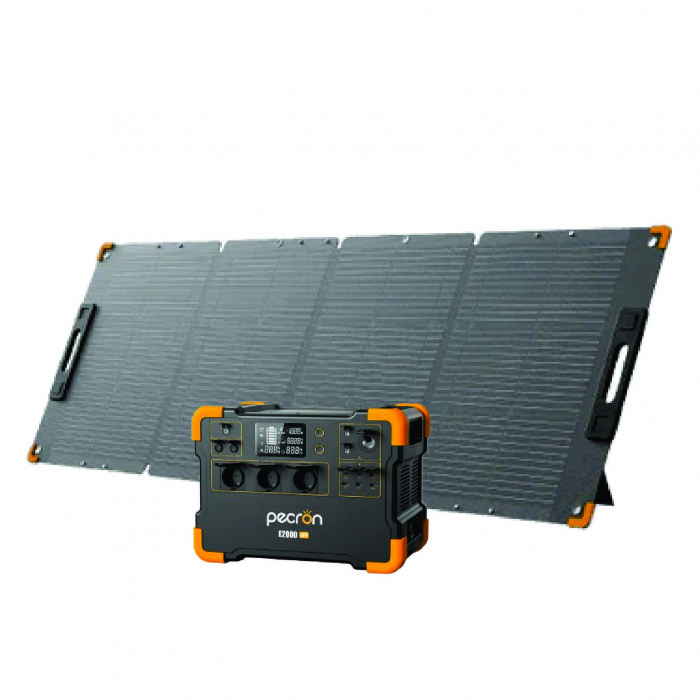 Pachet Statie de incarcare electrica portabila PECRON E2000LFP, 1920Wh, 2000W, 230V, Incarcare Rapida, LiFePO4, Controler MPPT Dublu, Protectie BMS + Panou solar portabil PECRON PV200, 200W