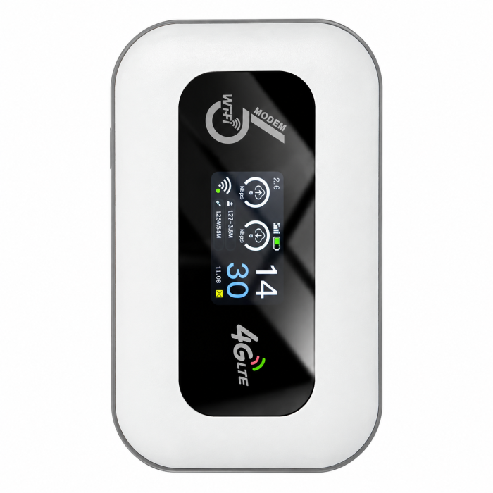 Router WiFi Portabil iSEN WiFi 6 MiFi, Alb, 4G LTE Cat 4, WiFi 6, 300Mbps, Nano SIM, eSIM, UNISOC ASR1803SC, 2×2 MIMO, Display LCD, USB-C, 3000mAh [2]