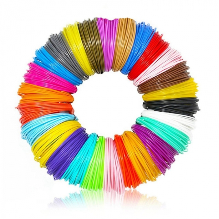 Set de 30 de filamente PLA de diferite culori pentru creion 3D iSEN, 10M buc