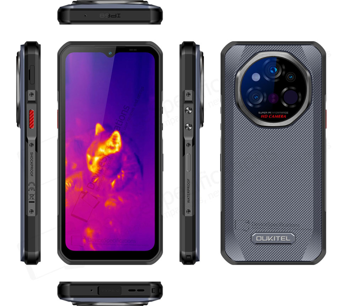 Smartphone Oukitel WP55 Ultra, Gri, 5G, 6.6" FHD+, 48GB RAM (16GB + 32GB Extensibili), 512GB ROM, 108 MP, Android 15, Dimensity 7025, Camera Termica, NFC, 11000 mAh, 33W, DualSIM [3]
