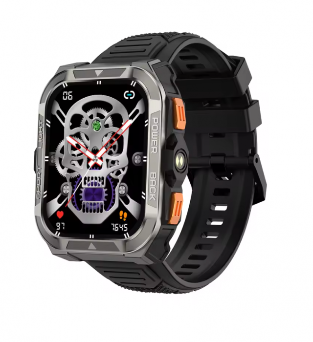 Smartwatch Blackview W80 Pro, Negru, Ecran TFT Tactil 1.91  , Asistent Vocal, GPS, Lanterna LED, Monitor Ritm Cardiac si Oxigen in Sange, Mod Sport, 900mAh