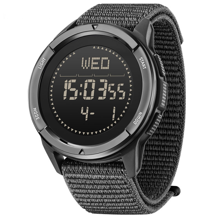 Smartwatch North Edge Alps, Negru, Ecran FSTN, Compas, Cronograf, Urmarire Pasi  Calorii, Timp Exercitiu, Mod Metronom, Baterie CR2430, Carcasa Fibra de Carbon Metal