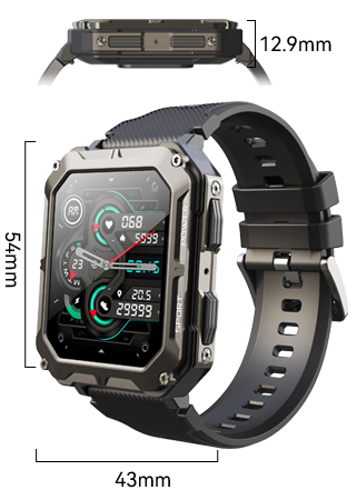 Smartwatch Cubot C20 Pro, Black, 1.81" HD, HRV, ECG, Health and Sleep Monitoring, Sports Modes, Bluetooth Call, 380 mAh, Android 6.0 / iOS 9.0 or newer [2]