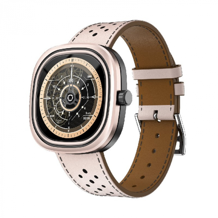 Smartwatch Doogee DG Ares Gold, Bratara din piele, LCD HD 1.32", Ritm cardiac, Saturatie oxigen, Monitorizare somn, 300mAh [2]