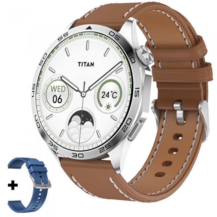 Smartwatch iHunt Watch 13 Titan, Brown, AMOLED 1.43 Full Touch, Telecomanda pentru fotografii telefon, Monitorizare sanatate, Multisport, IP68, 330mAh