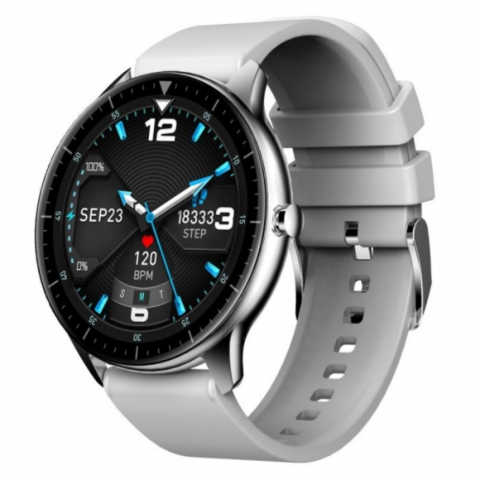 Smartwatch iHunt Watch 6 Titan Silver, 1.28 Full Touch, Termometru, Ritm cardiac, Saturatie oxigen, Tensiune arteriala, Calorii, IP67