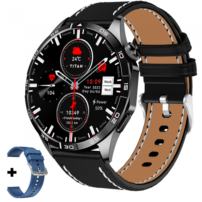 Smartwatch iHunt Watch 13 Titan, Black, AMOLED 1.43 Full Touch, Telecomanda pentru fotografii telefon, Monitorizare sanatate, Multisport, IP68, 330mAh
