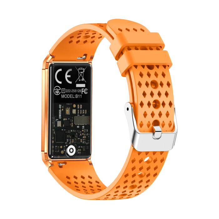 iSEN B11 Okosóra, Narancssárga, 0.96" OLED, Bluetooth 5.3, Pulzusmérő, SpO2, HRV, Alvásfigyelés, IPX8 [3]