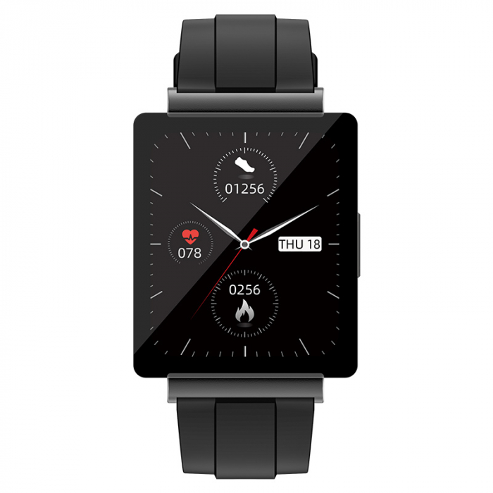 Smartwatch iSEN KS01, fekete színű, IPS HD TFT 1,83", EKG, Vércukorszint, Vér oxigénszint, Alvásfigyelés, HRV, Hőmérő, Zenelejátszás, NFC, 220 mAh [4]