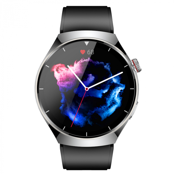 Smartwatch iSEN BK03, Silver with TPU Bracelet, 1.39" HD, Bluetooth Call, ECG, Blood Glucose, Blood Oxygen, Blood Pressure, Heart Rate, Body Temperature, Music Playback, 270 mAh [2]