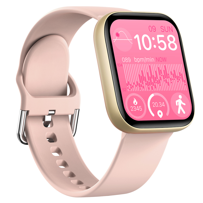 SEN C08 Okosora, Arany, Rózsaszín TPU Szij, 1.91" TFT, Pulzus, Vernyomas, Veroxigen (SpO2), Sport Modok, Hivas & Uzenet Ertesitesek, 200 mAh, Android 5.0 / iOS 10.0 [9]