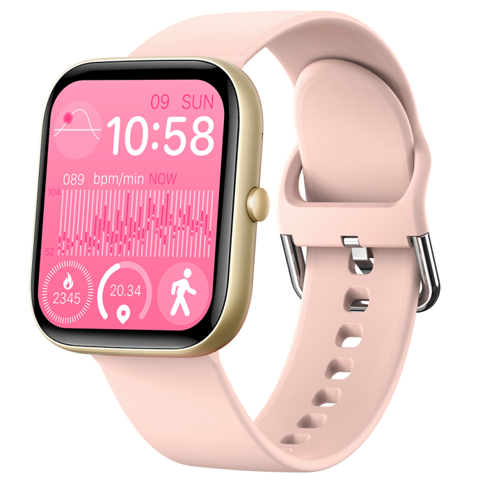 SEN C08 Okosora, Arany, Rózsaszín TPU Szij, 1.91" TFT, Pulzus, Vernyomas, Veroxigen (SpO2), Sport Modok, Hivas & Uzenet Ertesitesek, 200 mAh, Android 5.0 / iOS 10.0 [3]