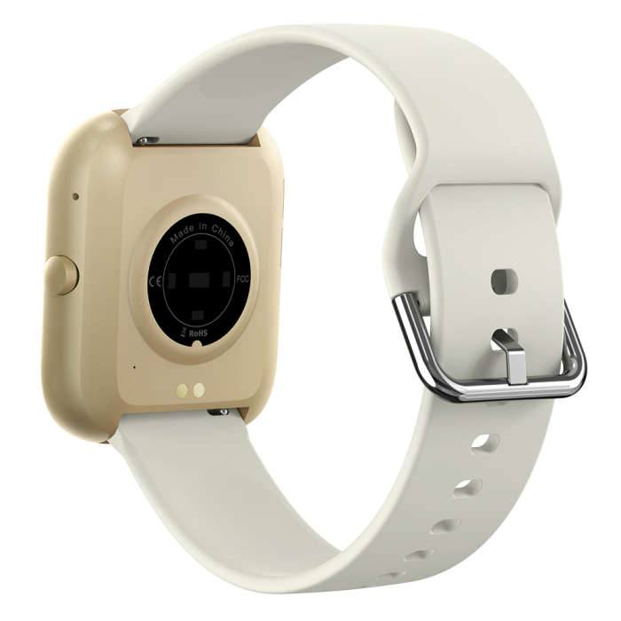 Smartwatch iSEN C08, Auriu, Curea TPU Alb, 1.91" TFT, Ritm Cardiac, Tensiune Arteriala, Oxigen in Sange (SpO2), Moduri Sport, Notificari Apeluri & Mesaje, 200 mAh, Android 5.0 / iOS 10.0 [13]