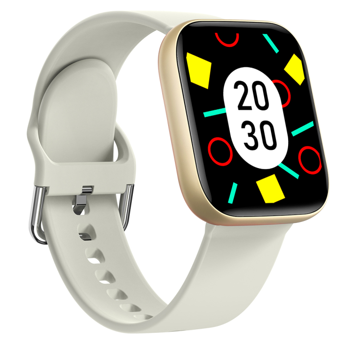 Smartwatch iSEN C08, Auriu, Curea TPU Alb, 1.91" TFT, Ritm Cardiac, Tensiune Arteriala, Oxigen in Sange (SpO2), Moduri Sport, Notificari Apeluri & Mesaje, 200 mAh, Android 5.0 / iOS 10.0 [7]
