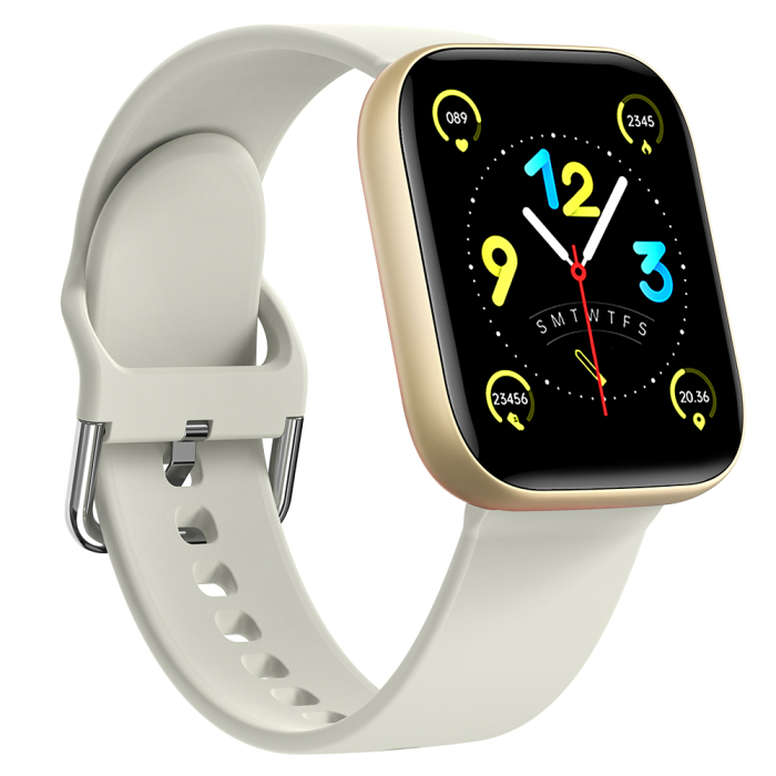 Smartwatch iSEN C08, Auriu, Curea TPU Alb, 1.91" TFT, Ritm Cardiac, Tensiune Arteriala, Oxigen in Sange (SpO2), Moduri Sport, Notificari Apeluri & Mesaje, 200 mAh, Android 5.0 / iOS 10.0 [8]