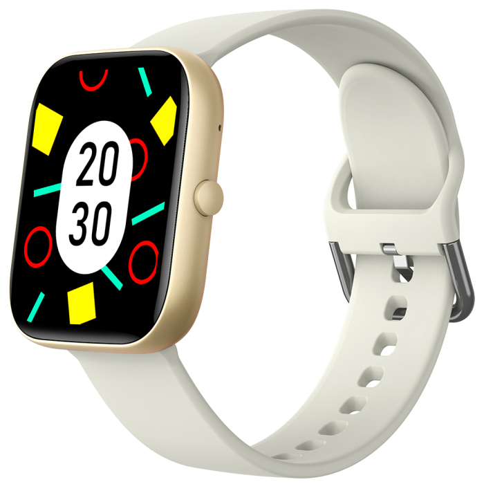 Smartwatch iSEN C08, Auriu, Curea TPU Alb, 1.91" TFT, Ritm Cardiac, Tensiune Arteriala, Oxigen in Sange (SpO2), Moduri Sport, Notificari Apeluri & Mesaje, 200 mAh, Android 5.0 / iOS 10.0 [14]