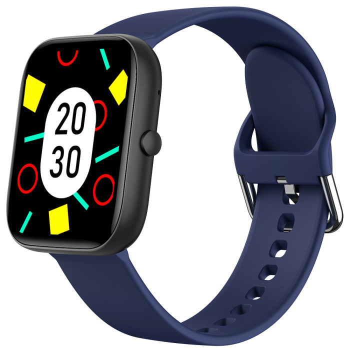 Smartwatch iSEN C08, Negru, Curea TPU Albastru, 1.91" TFT, Ritm Cardiac, Tensiune Arteriala, Oxigen in Sange (SpO2), Moduri Sport, Notificari Apeluri & Mesaje, 200 mAh, Android 5.0 / iOS 10.0 [14]