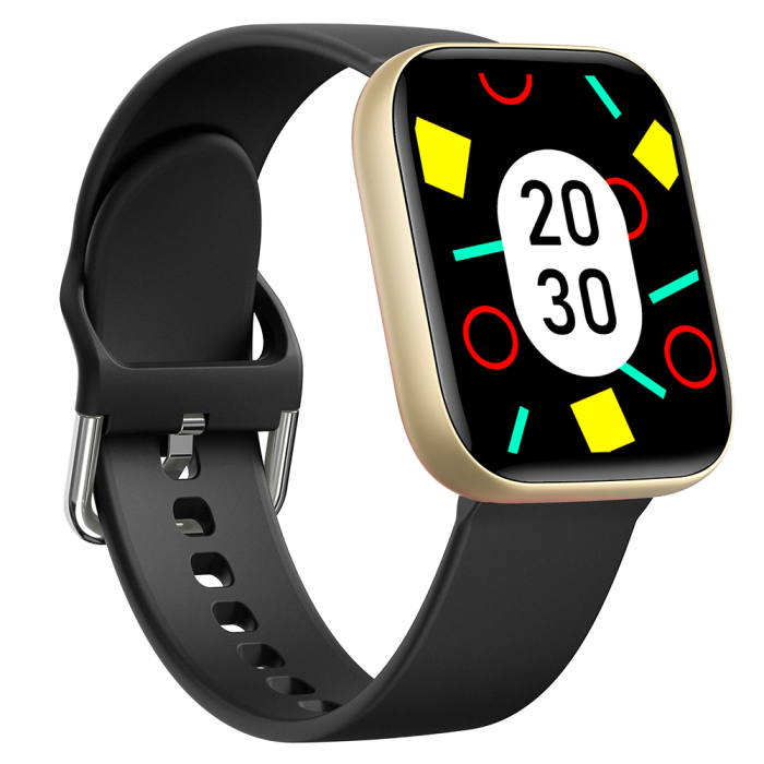 Smartwatch iSEN C08, Auriu, Curea TPU Neagra, 1.91" TFT, Ritm Cardiac, Tensiune Arteriala, Oxigen in Sange (SpO2), Moduri Sport, Notificari Apeluri & Mesaje, 200 mAh, Android 5.0 / iOS 10.0 [7]