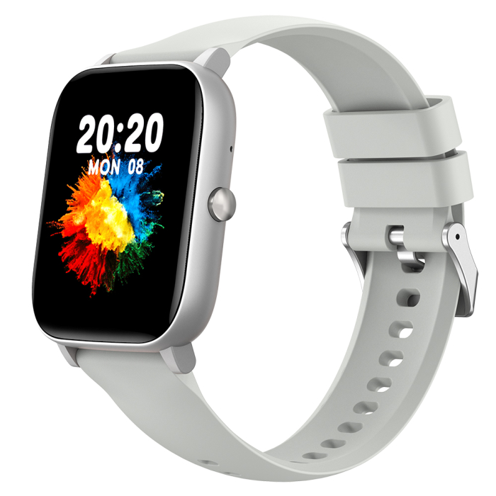 iSEN C09 Okosora, Ezüst, Feher TPU Szij, 1.85" TFT, Pulzus, Vernyomas, Veroxigen (SpO2), EKG, 7 Sport Mod, Hivas & Uzenet Ertesitesek, 200 mAh, Android 5.0 / iOS 10.0 [8]