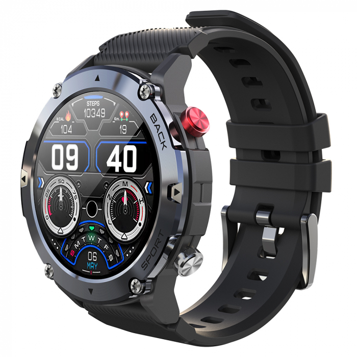 Smartwatch iSEN C21 Pro Negru, 1.32 inch, Apel bluetooth, Bluetooth 5.0, Ritm cardiac, SpO2, 19 sporturi, Ip68, 300mAh [2]