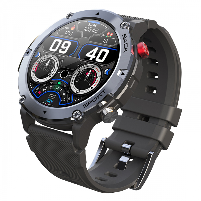 Smartwatch iSEN C21 Pro Negru, 1.32 inch, Apel bluetooth, Bluetooth 5.0, Ritm cardiac, SpO2, 19 sporturi, Ip68, 300mAh [13]