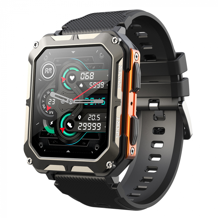 Smartwatch iSEN C20 Pro Orange, 1.83 inch, Bluetooth call, Bluetooth 5.0, Heart rate, SpO2, 123 sports, Ip68, 380mAh [2]