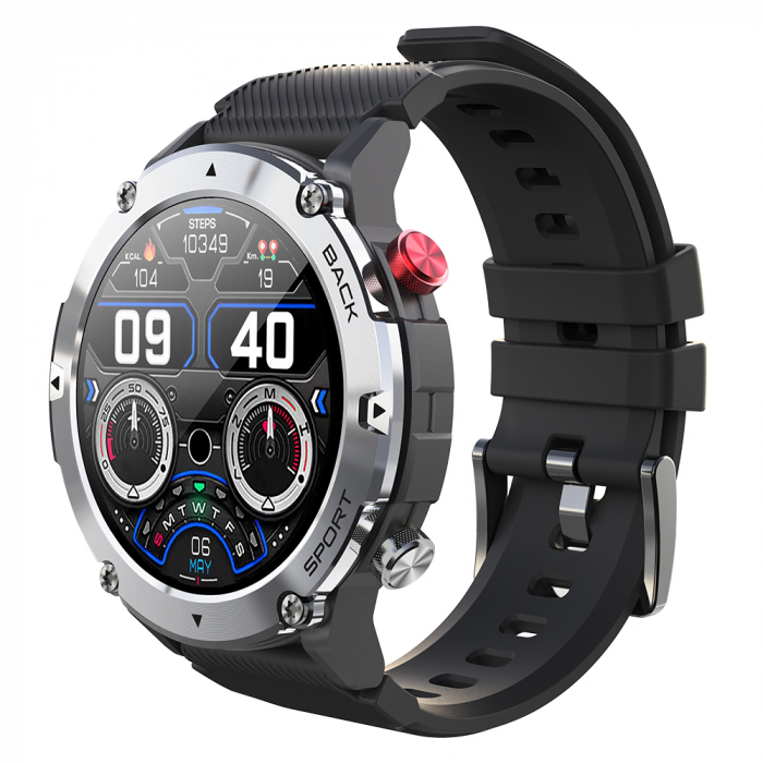 Smartwatch iSEN C21 Pro Silver, 1.32 inch, Apel bluetooth, Bluetooth 5.0, Ritm cardiac, SpO2, 19 sporturi, Ip68, 300mAh [2]