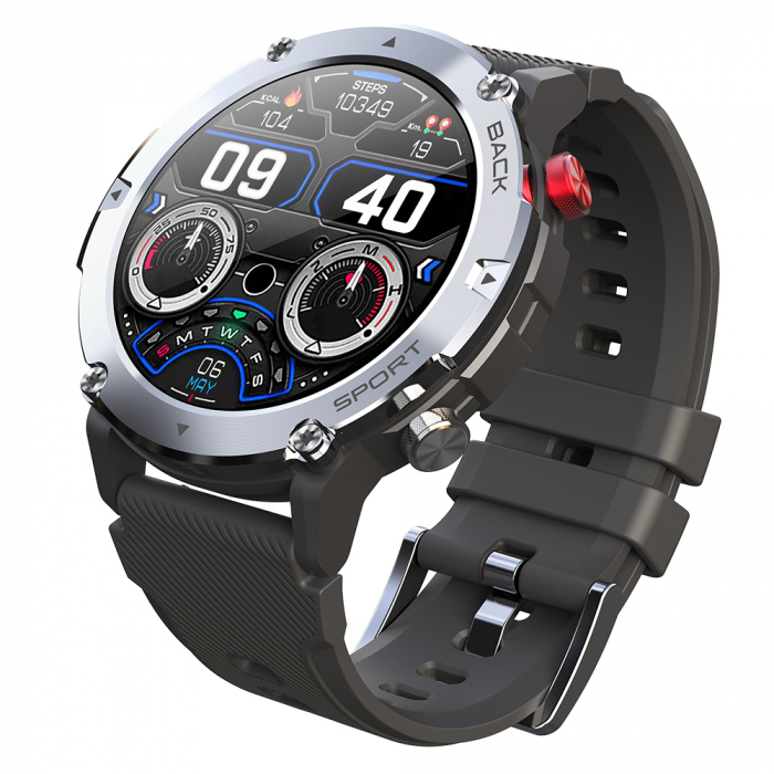 Smartwatch iSEN C21 Pro Silver, 1.32 inch, Apel bluetooth, Bluetooth 5.0, Ritm cardiac, SpO2, 19 sporturi, Ip68, 300mAh [10]