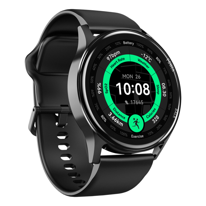 iSEN C35 Okosóra, Fekete, 1.32” AMOLED, Bluetooth Hívások, Pulzus, SpO2, Alvás, 100+ Sportmód, Aktivitáskövetés, 1 ATM, DaFit, 250mAh Akkumulátor [3]