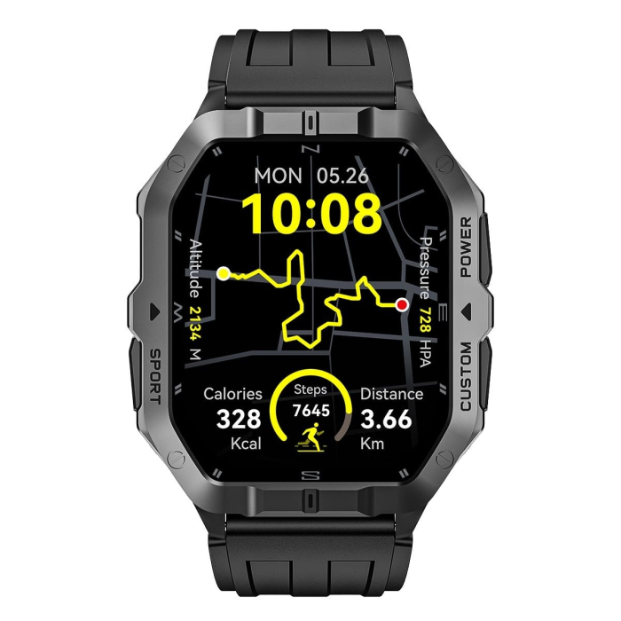 iSEN C32Pro GPS Okosóra, Fekete, 2.02” HD, Multi-GNSS, Bluetooth 5.3 Hívások, Pulzus, Alvás, 60+ Sportmód, 6 Tengelyes Szenzor, WhatsApp Gyorsválasz, 2 ATM, 480mAh [2]