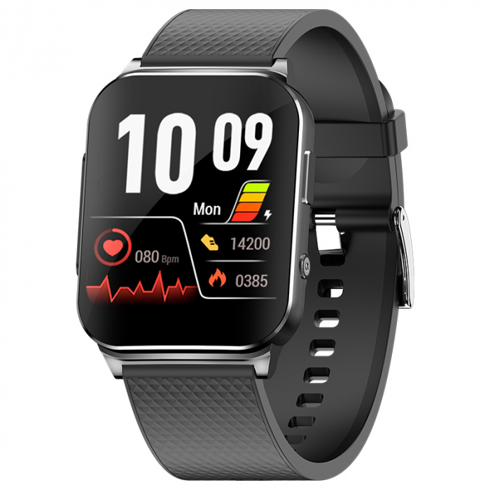 PROMO Smartwatch iSEN EP03 Negru, 1.83 IPS HD, ECG, Ritm cardiac, Presiune sanguina, Glicemie, Oxigen, Monitorizare somn, Bt v5.1, IP67, 185mAh