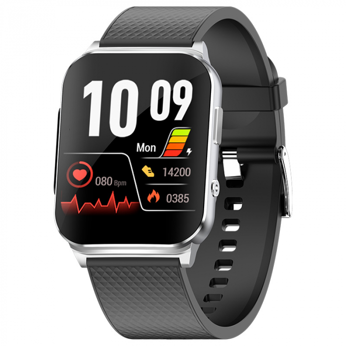 Smartwatch iSEN EP03 Silver, 1.83 IPS HD, ECG, Ritm cardiac, Presiune sanguina, Glicemie, Oxigen, Monitorizare somn, Bt v5.1, IP67, 185mAh