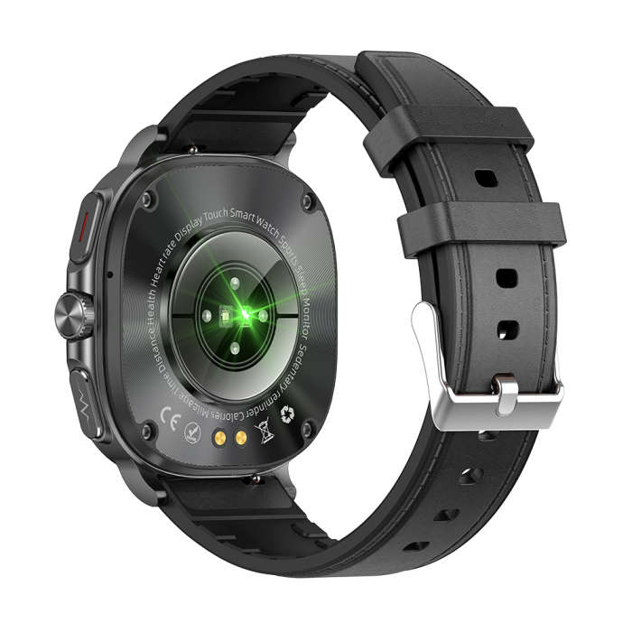 Smartwatch iSEN ET492, Curea piele negru, 1.43" AMOLED HD, HRV, ECG, Monitorizare sanatate, Functii sport, Bluetooth Call, 380 mAh, Android 5.0 or iOS 10.0 sau mai recent, NFC pentru lacate [4]