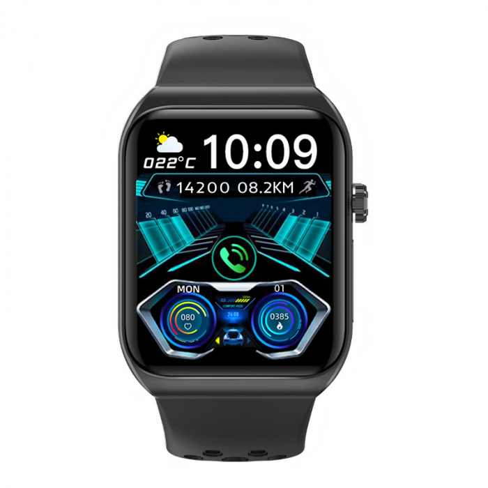 Smartwatch iSEN BK01, Black, 1.81"HD, Bluetooth call, ECG, blood glucose, blood oxygen, blood pressure, heart rate, body temperature, play music, 270 mAh [2]