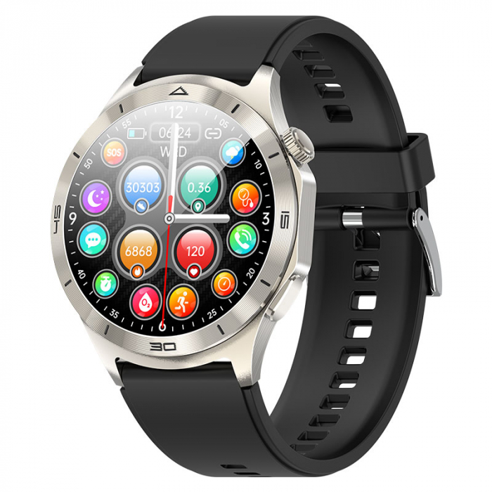 Smartwatch iSEN FD06 Fekete, 1.85" HD, Alvásfigyelés, Vércukorszint, SpO2+ECG, HR, Bt Hívás, SOS, Hangsegéd, Menstruációs Követés [3]