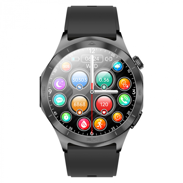 Smartwatch iSEN FD06 Fekete, 1.85" HD, Alvásfigyelés, Vércukorszint, SpO2+ECG, HR, Bt Hívás, SOS, Hangsegéd, Menstruációs Követés [6]