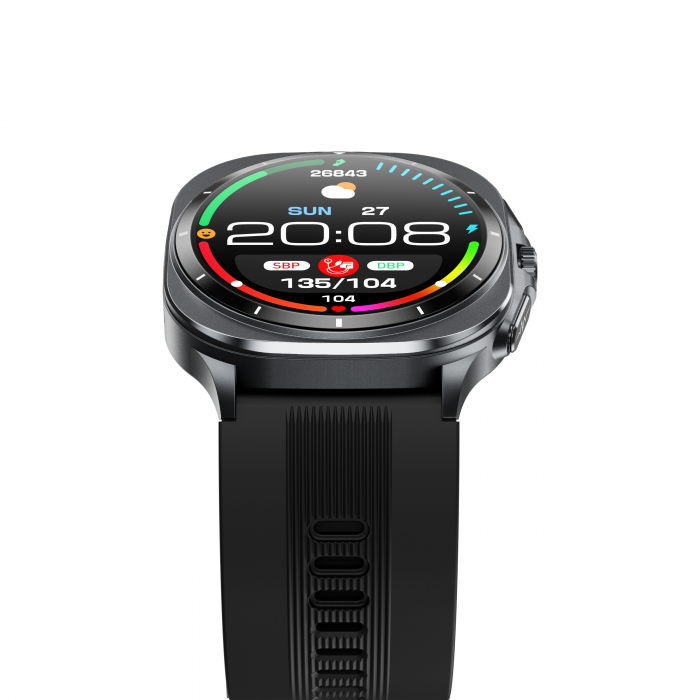 Smartwatch iSEN TK65 Negru, 1.43"AMOLED, Tensiometru cu manseta gonflabila, Moduri sport, Monitorizare sanatate si somn, Apel BT, Control muzica, Prognoza vremii, NFC, 530mAh [6]