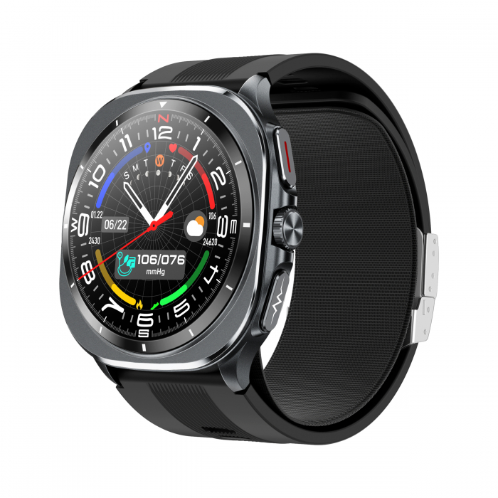 Smartwatch iSEN TK65 Negru, 1.43 AMOLED, Tensiometru cu manseta gonflabila, Moduri sport, Monitorizare sanatate si somn, Apel BT, Control muzica, Prognoza vremii, NFC, 530mAh