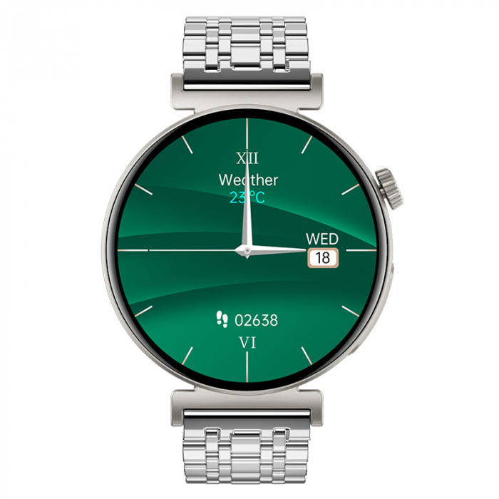Smartwatch iSEN JA02 Silver, AMOLED 1.23"HD, Glicemie, Apel Bt, Apel SOS, Asist. vocala, Nivel radiatii, EKG, Acid uric, Lipide sange, Termometru, Masa corporala, 240mAh [2]