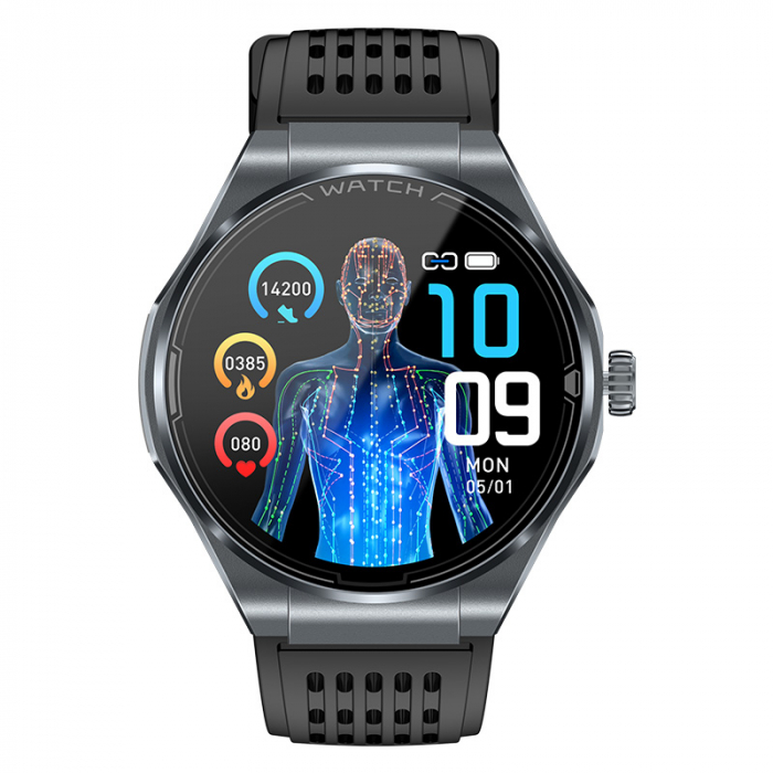Smartwatch iSEN JA03 Gri, AMOLED 1.43"HD, Glicemie, Apel Bt, Apel SOS, Asist. vocala, Nivel radiatii, EKG, Acid uric, Lipide sange, Masa [2]