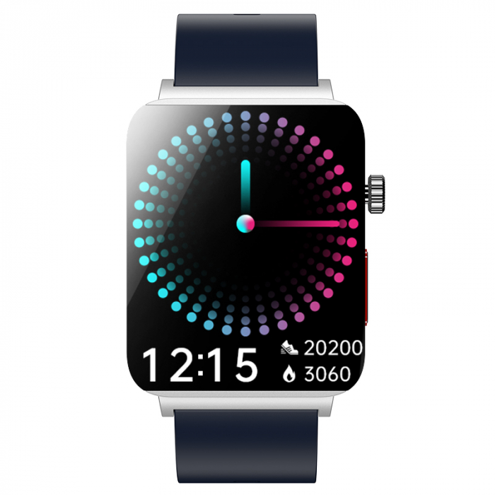 Smartwatch iSEN KS03 PRO Albastru & Silver, 1.96" Touchscreen Color, Monitorizare Glucoza, HRV, ECG, Functii Sanatate, Bluetooth Call, Compatibil iOS & Android [2]