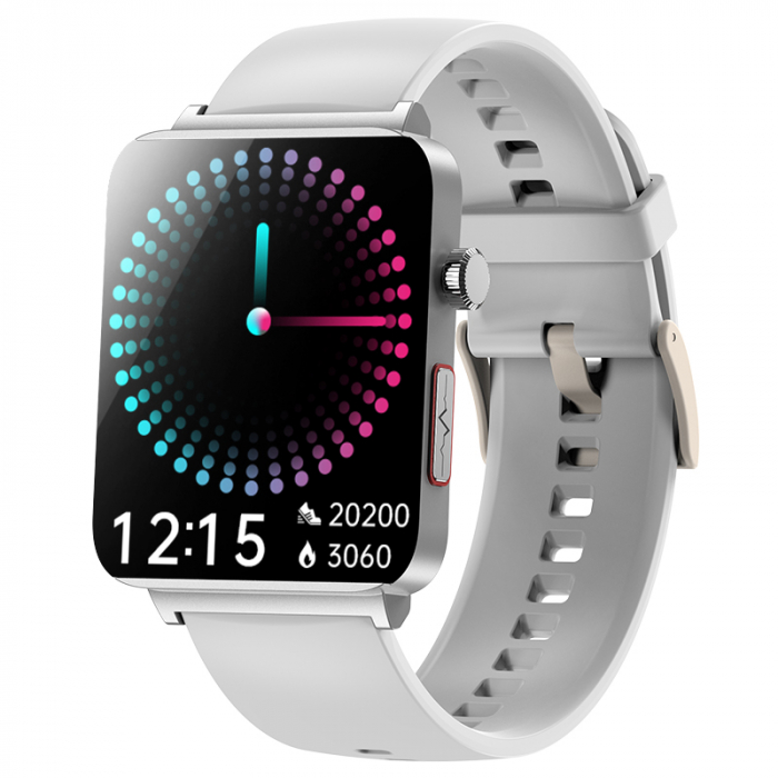Smartwatch iSEN KS03 PRO Silver, 1.96   Touchscreen Color, Monitorizare Glucoza, HRV, ECG, Functii Sanatate, Bluetooth Call, Compatibil iOS  Android