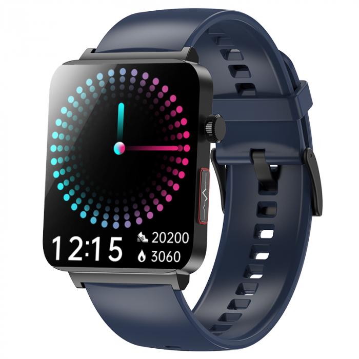 Smartwatch iSEN KS03 PRO Albastru, 1.96   Touchscreen Color, Monitorizare Glucoza, HRV, ECG, Functii Sanatate, Bluetooth Call, Compatibil iOS  Android